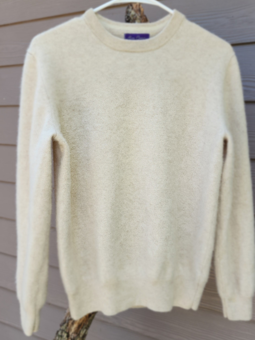 Alan Flusser 100% Cashmere Cream Sweater - Picture 5 of 5